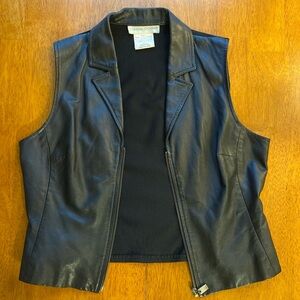 Vintage Casual Corner Leather Front Zip Vest | Size L